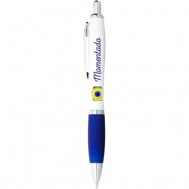 Logo trade promotional merchandise image of: Nash ballpoint pen white barrel and coloured grip
